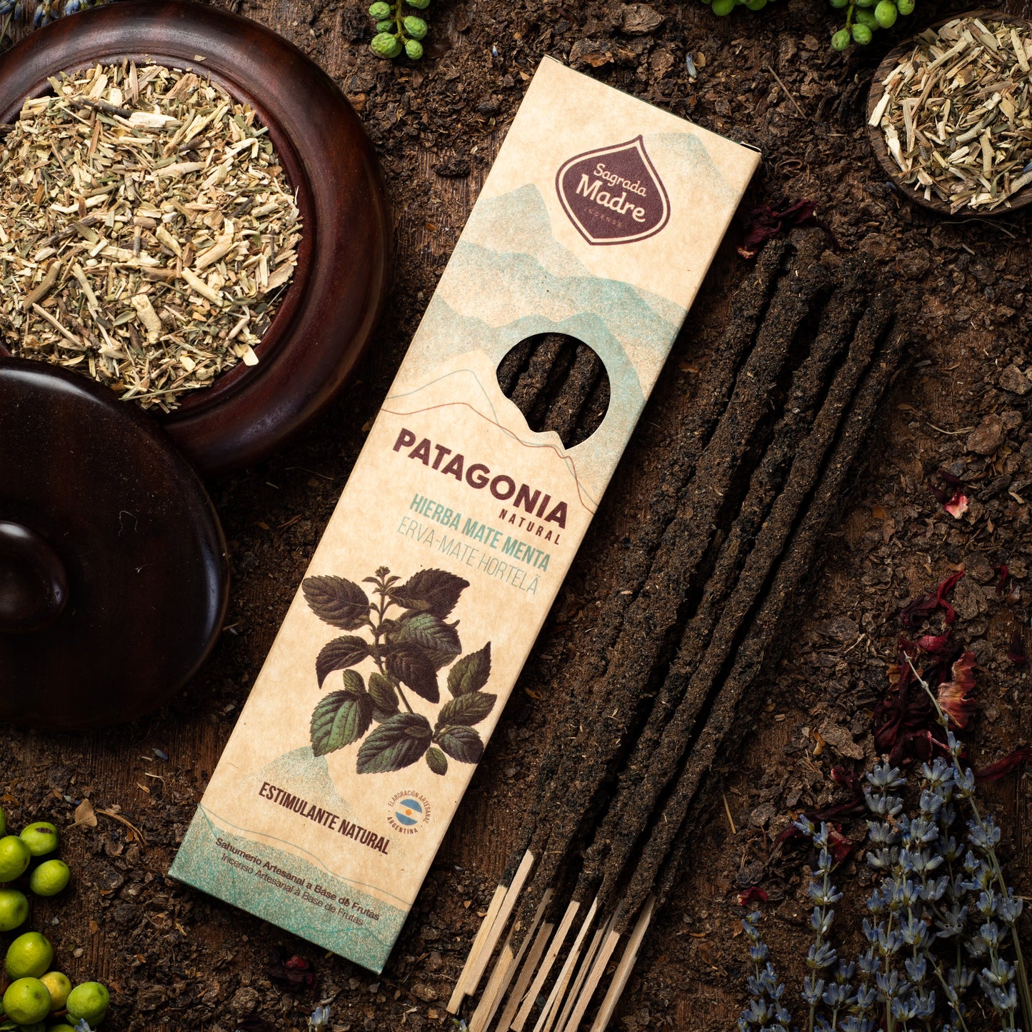 Incienso Patagonia Yerba Mate y Menta Sagrada Madre - Estimulante Natural