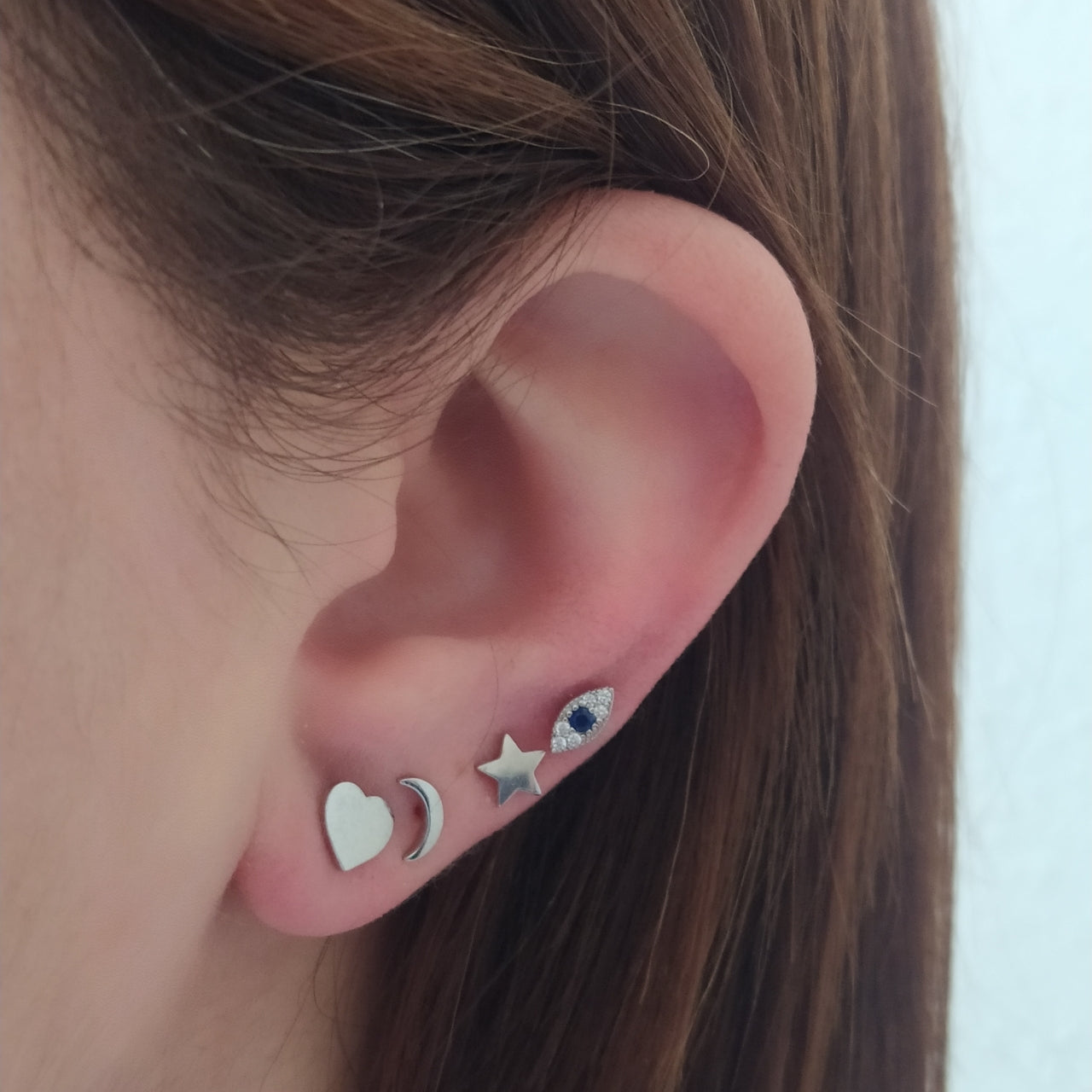 Mini Pendiente Plata Luna