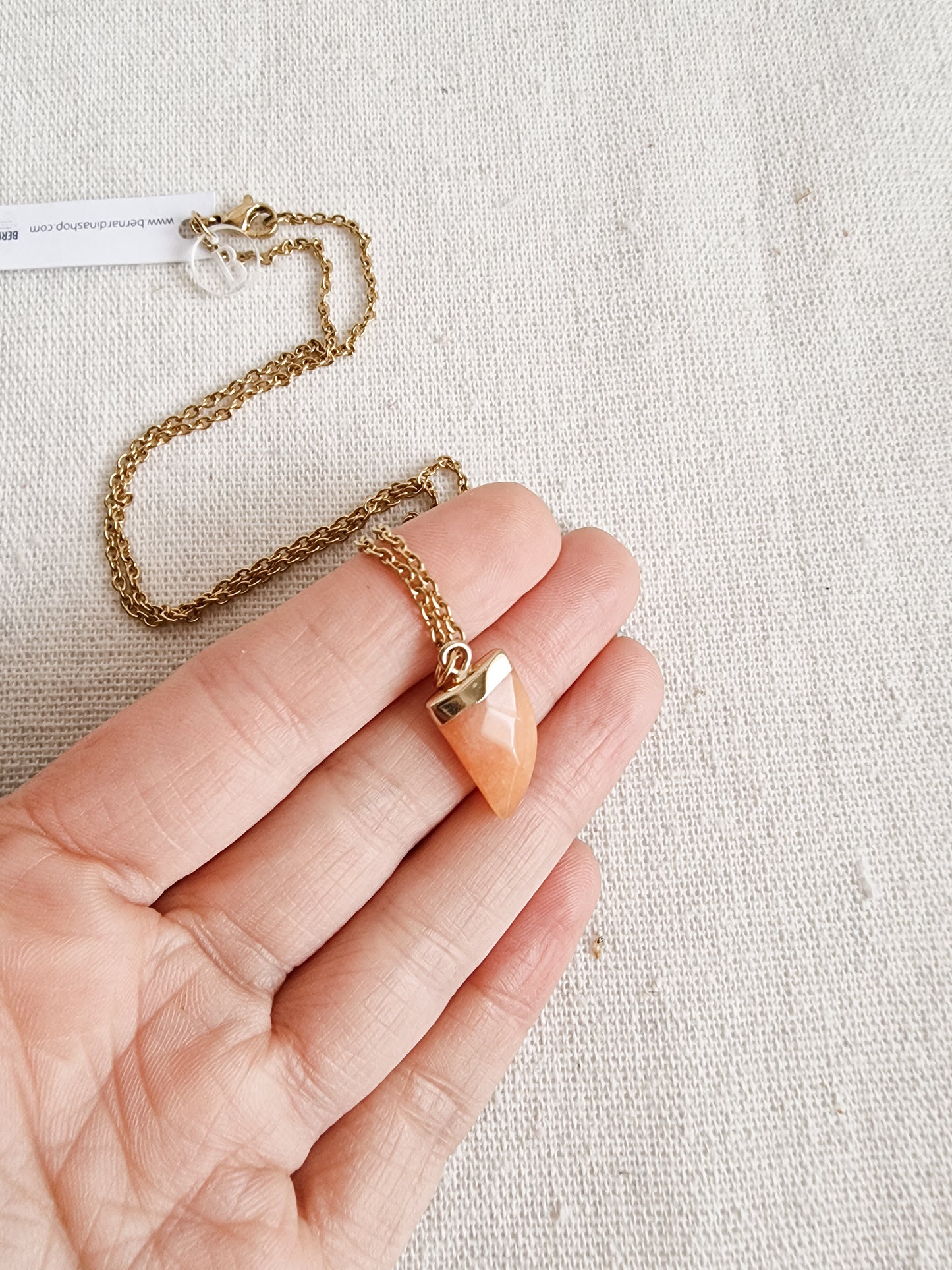 Collar Diente Calcita Naranja