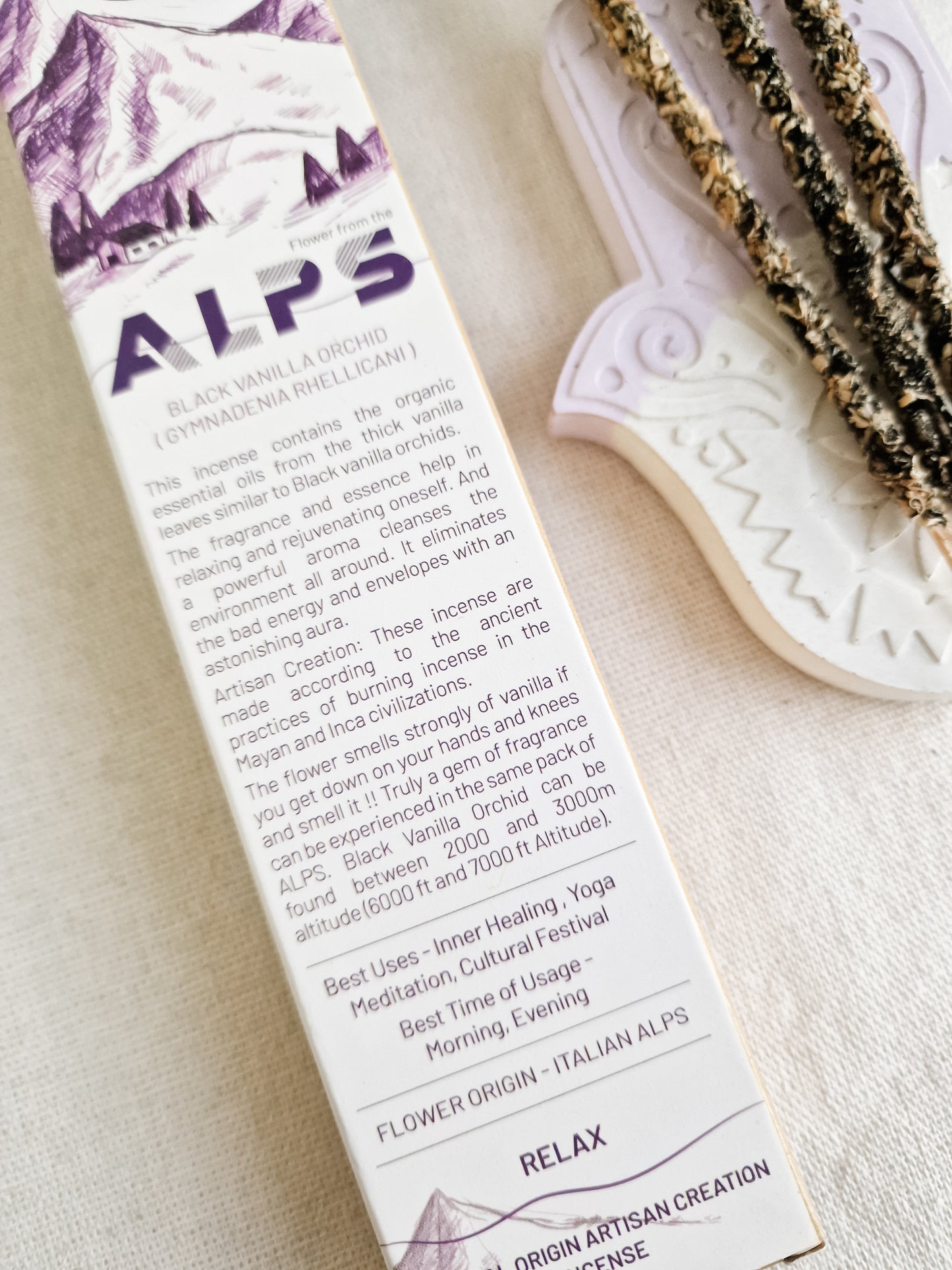 Incienso Natural Alps Orquídea y Vainilla Negra - Relajarse