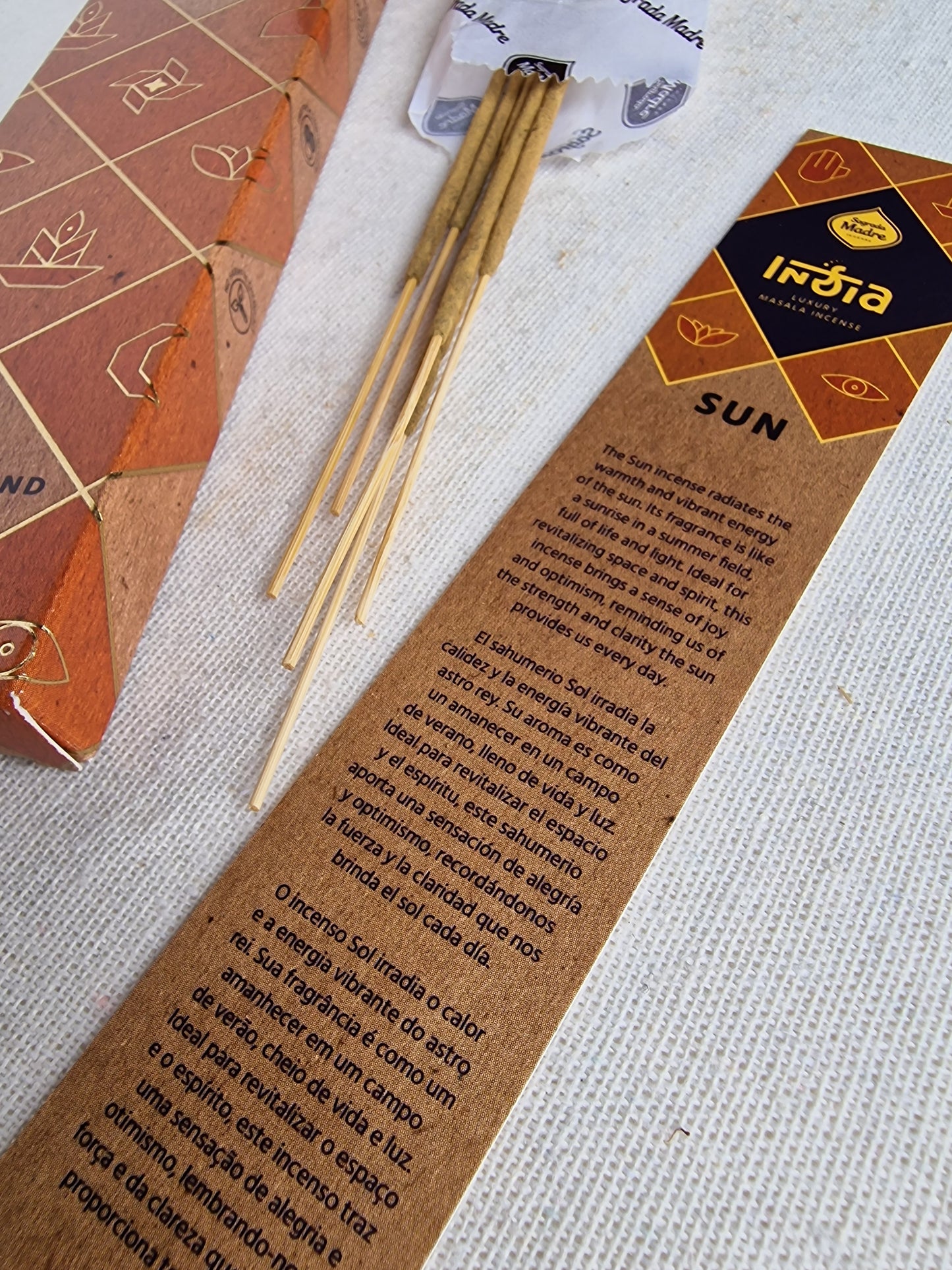 Incienso India Masala Sol - Vitalidad y Energía | Aroma Nag Champa Salvia Blanca