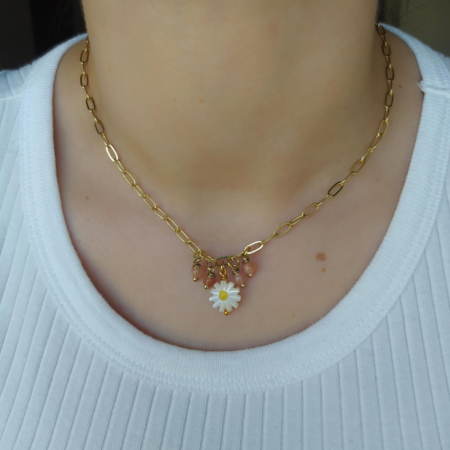 Collar Margarita y Piedra Luna