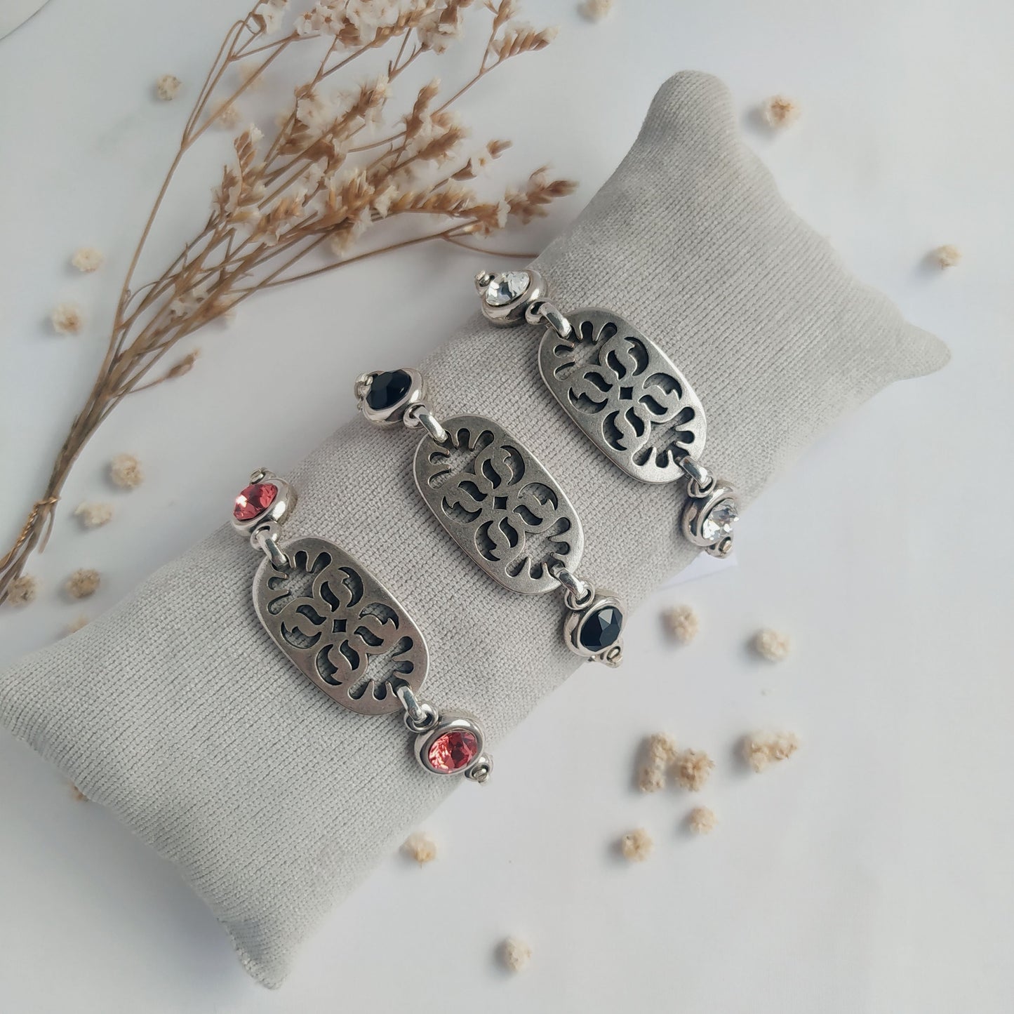 Pulsera Jardín Bañada en Plata Cristal