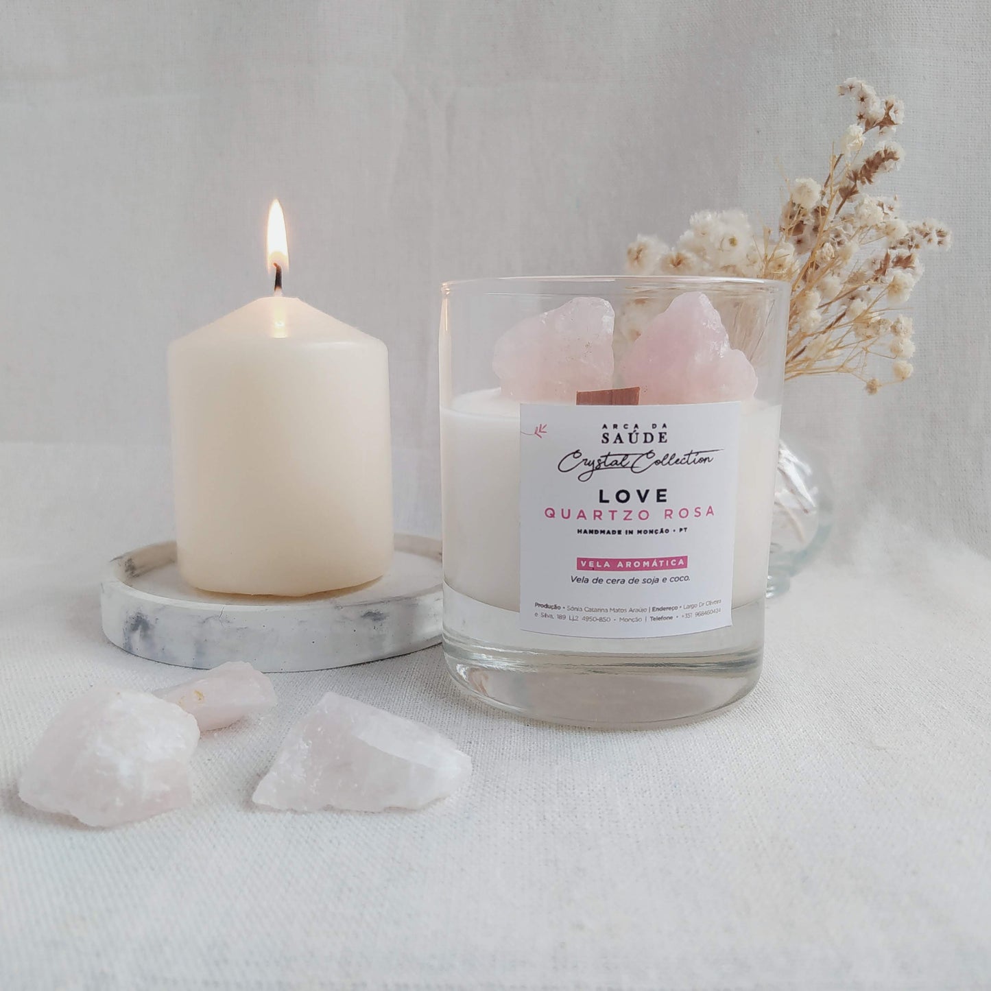 Vela Aromática con Cristales Love Frutos Rojos y Cuarzo Rosa 110ML