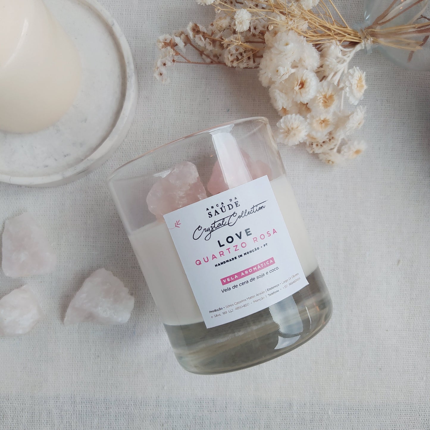 Vela Aromática con Cristales Love Frutos Rojos y Cuarzo Rosa 110ML