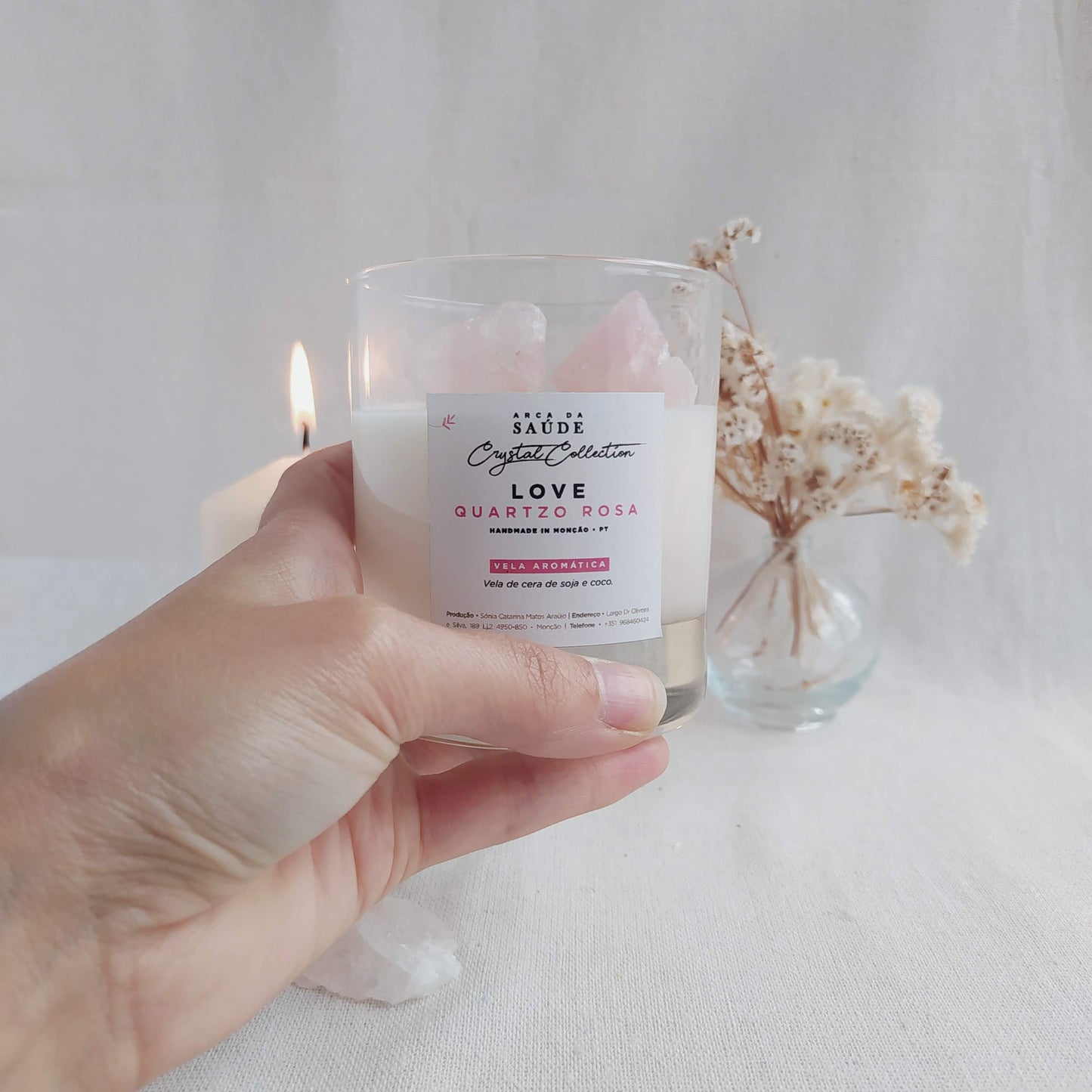 Vela Aromática con Cristales Love Frutos Rojos y Cuarzo Rosa 110ML