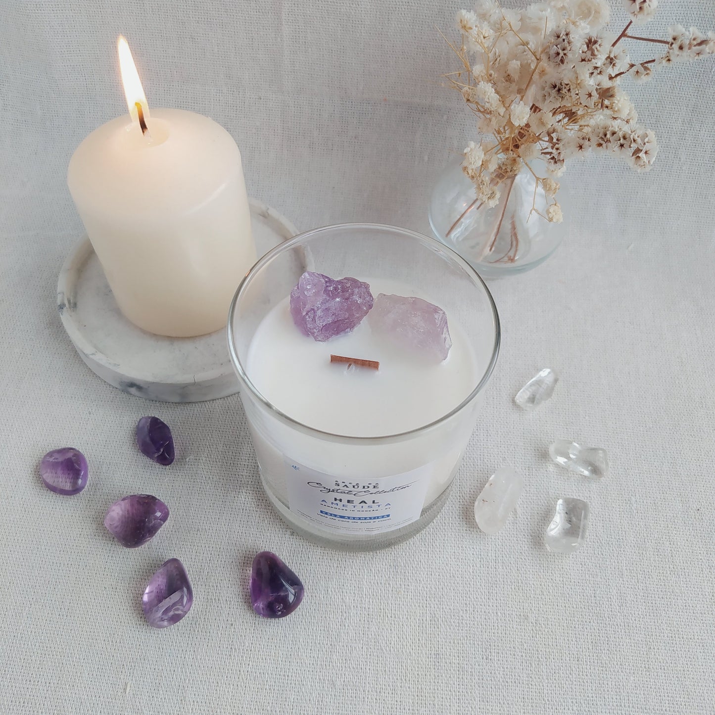 Vela Aromática con Cristales Heal Lavanda y Amatista 110ML
