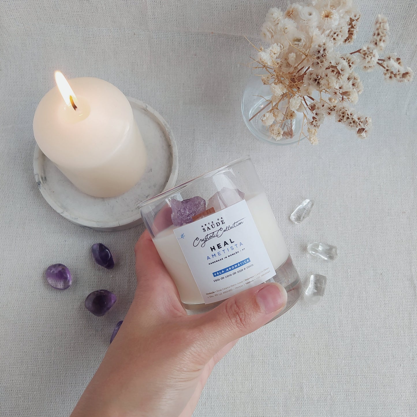 Vela Aromática con Cristales Heal Lavanda y Amatista 110ML