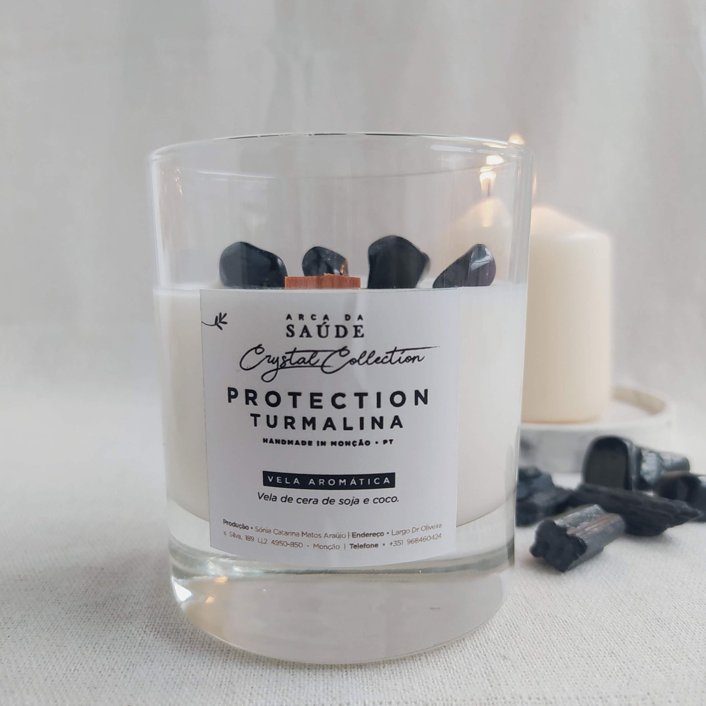 Vela Aromática con Cristales Protection de Nag Champa y Turmalina Negra 110ML