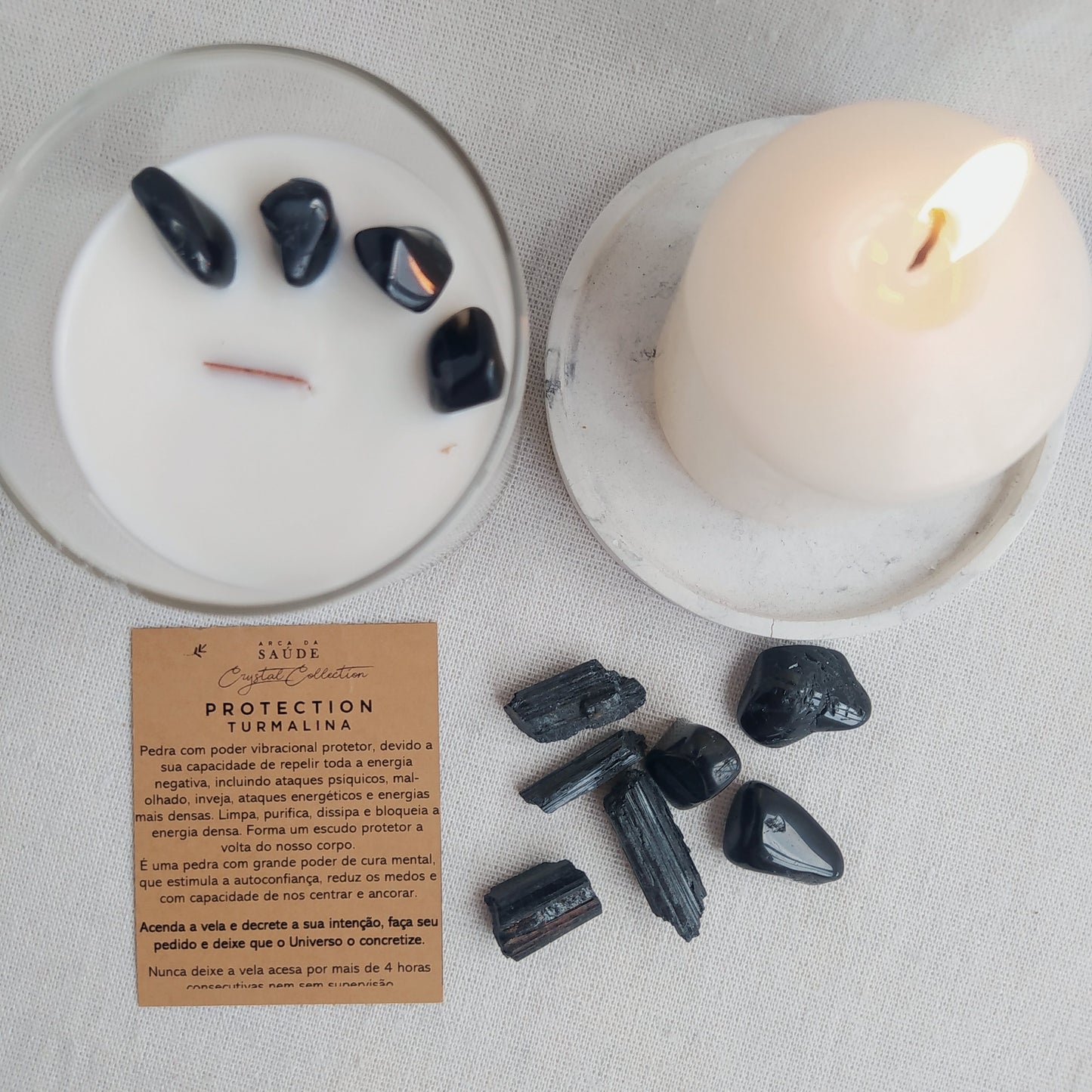 Vela Aromática con Cristales Protection de Nag Champa y Turmalina Negra 110ML