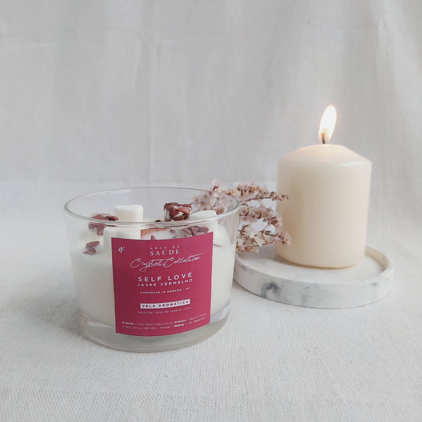 Vela Aromática con Cristales Self Love Frutos Rojos y Jaspe Rojo 110ML