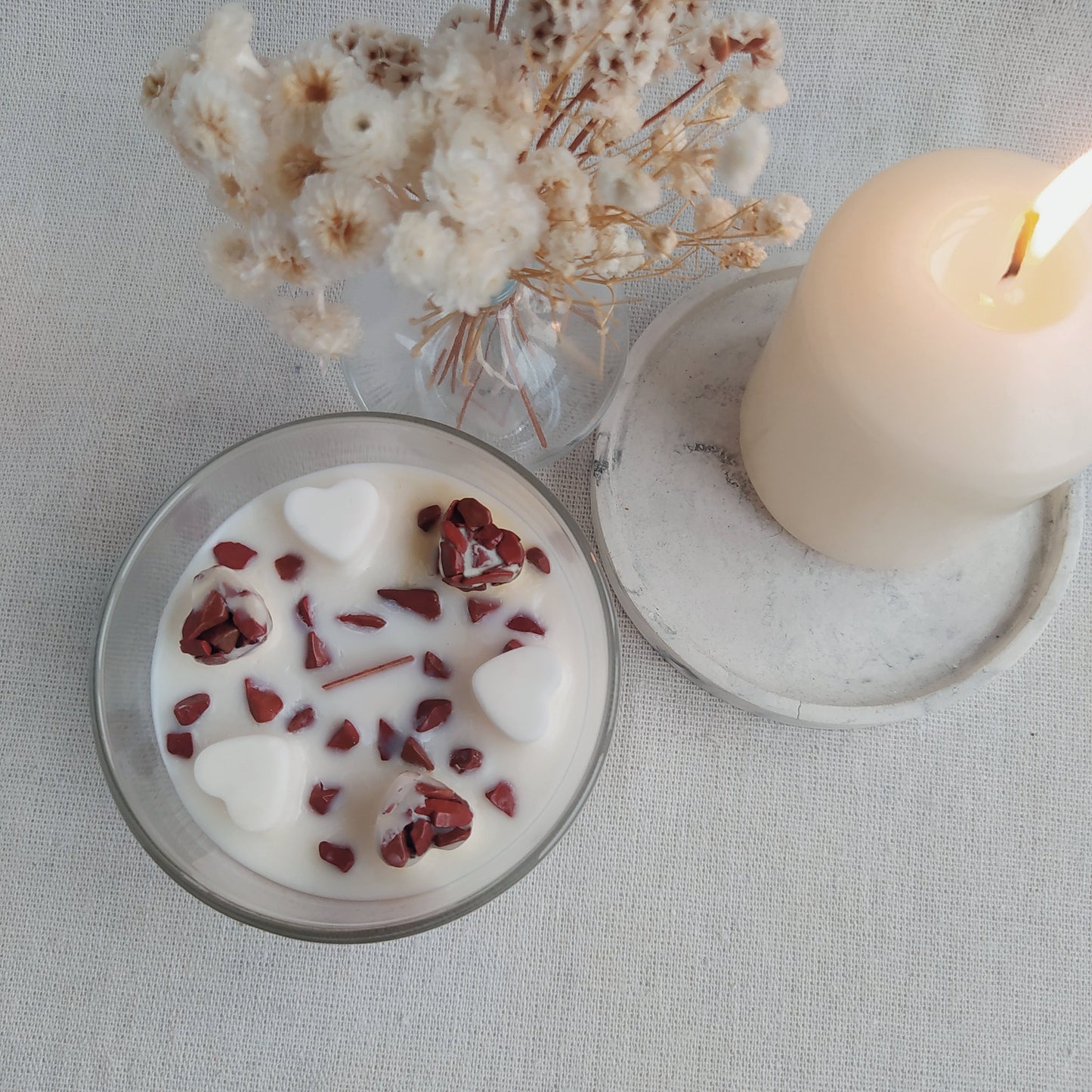 Vela Aromática con Cristales Self Love Frutos Rojos y Jaspe Rojo 110ML