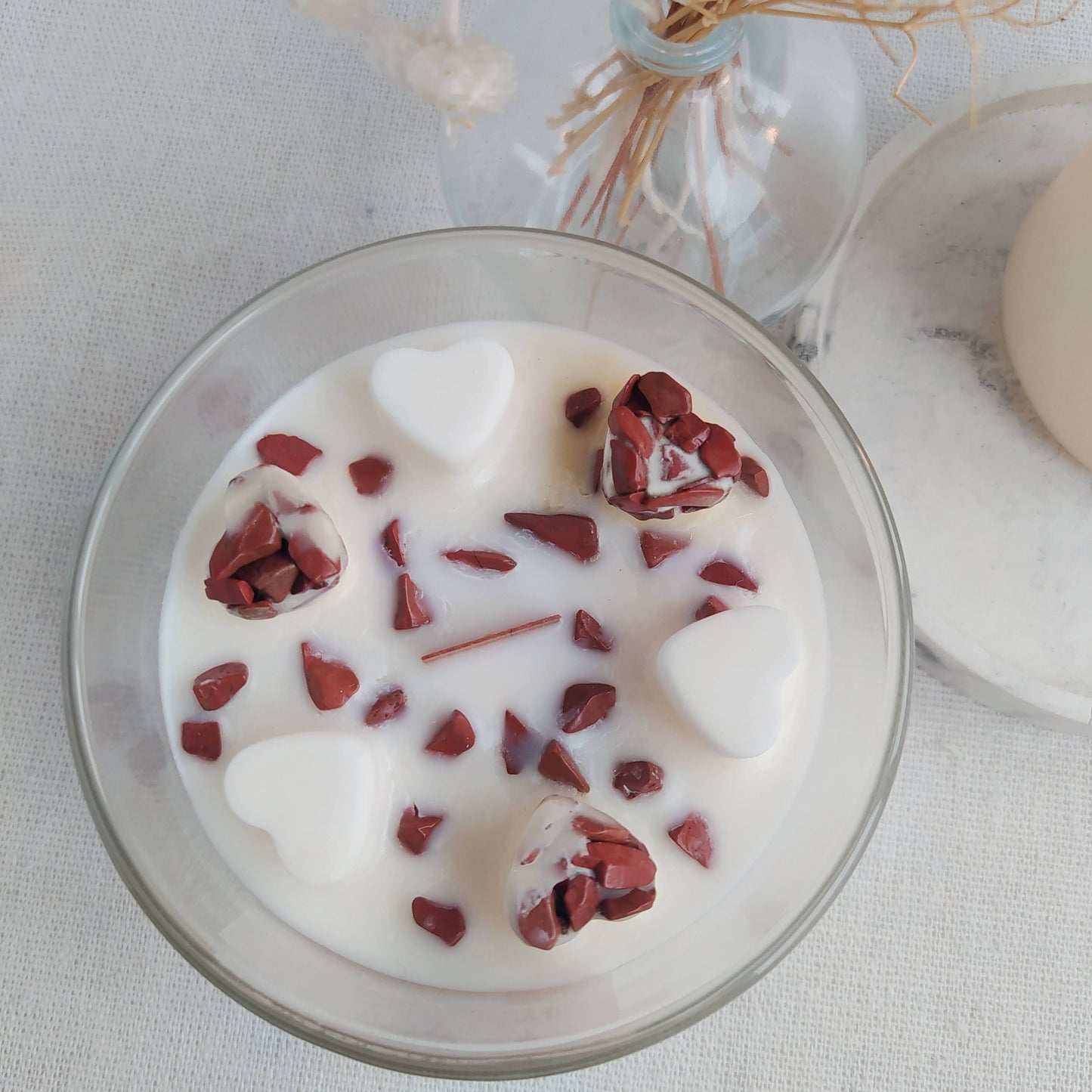 Vela Aromática con Cristales Self Love Frutos Rojos y Jaspe Rojo 110ML