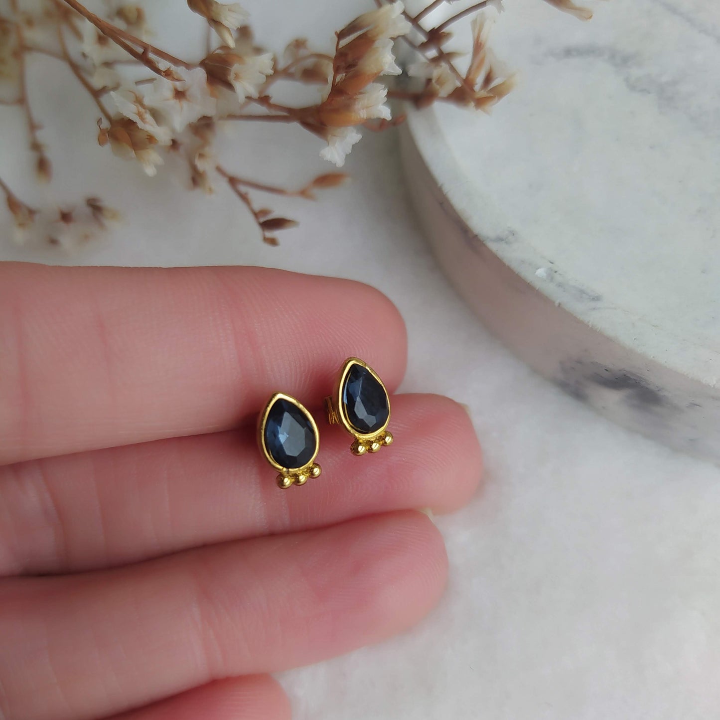Pendientes Acero Gota Azul