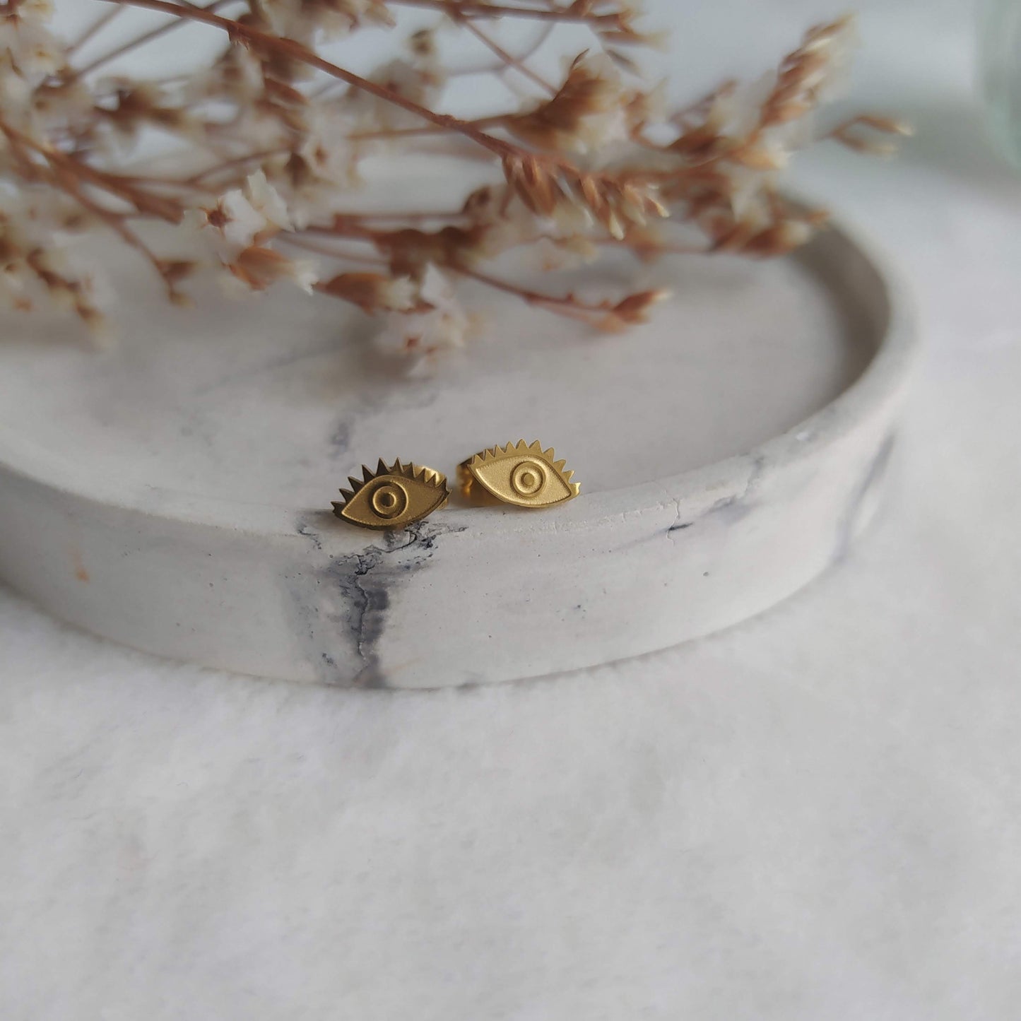 Pendientes Ojito Dorado Acero