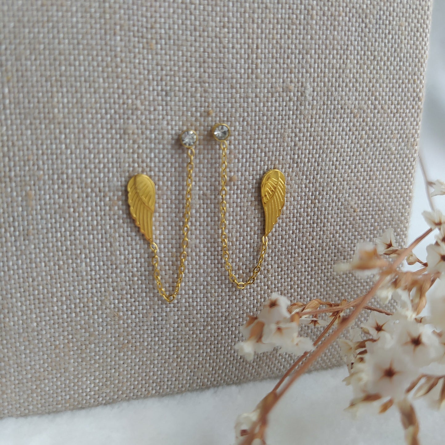 Pendientes Doble Acero Ala y Brillo