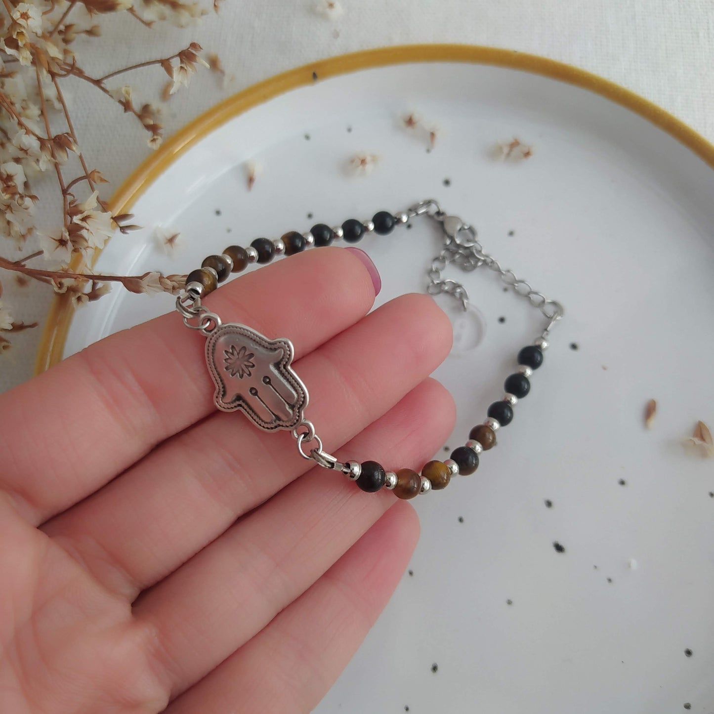 Pulsera Amuleto Aleja Envidia Plateado