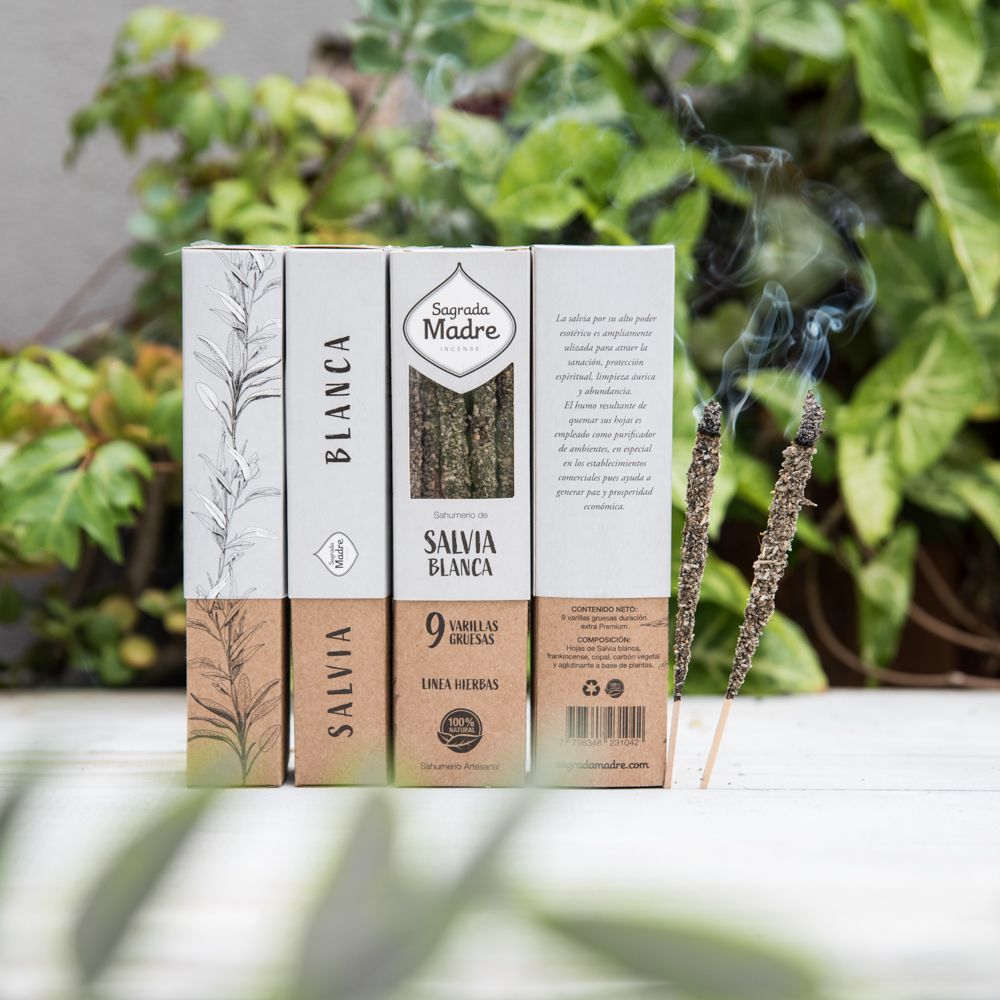 Incienso Línea Hierbas Salvia Blanca y Copal Sagrada Madre