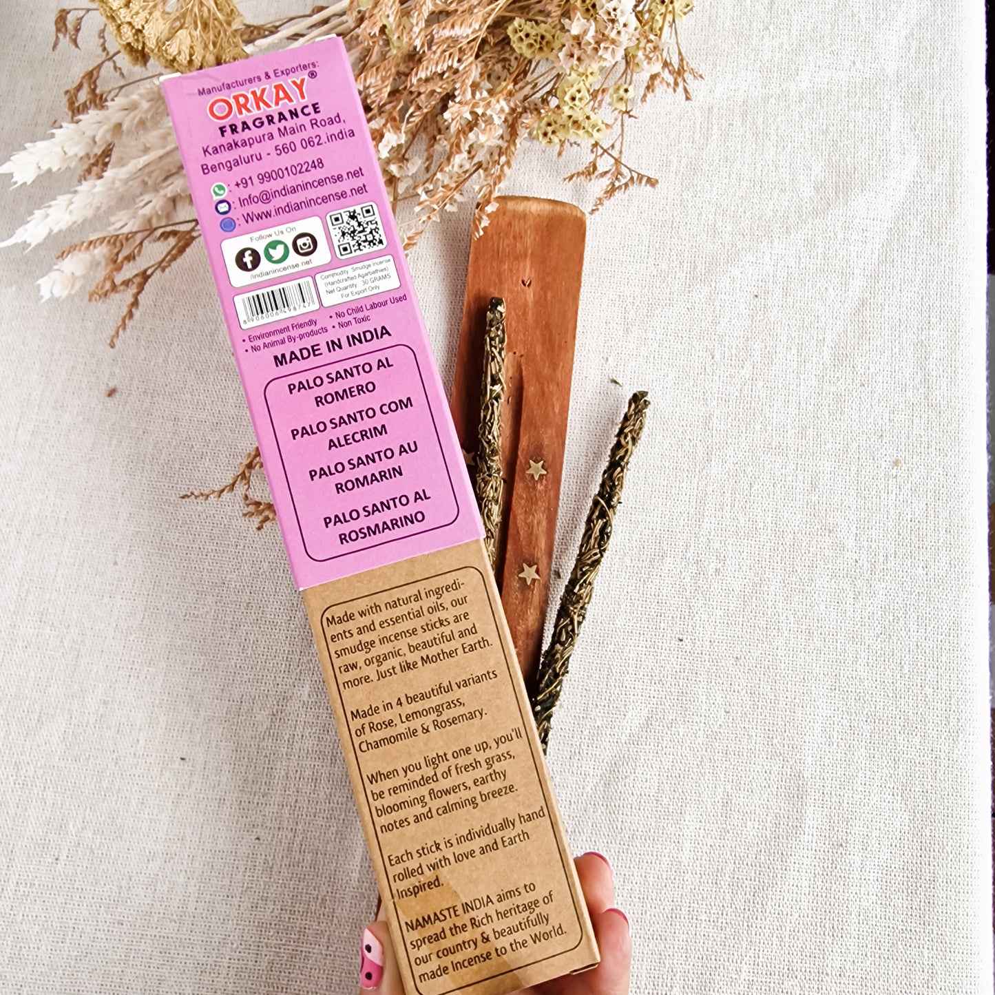 Incienso Artesanal Palo Santo con Romero • Purificación, Protección y Claridad Mental