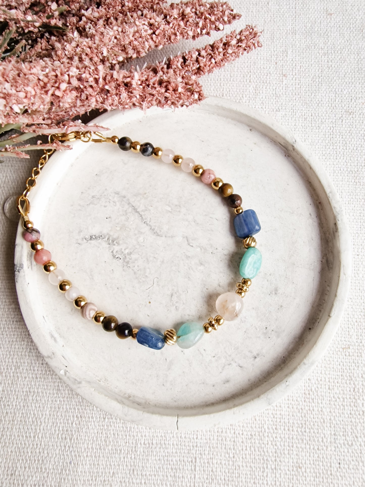 Pulsera Autoestima con Rodocrosita y Cianita