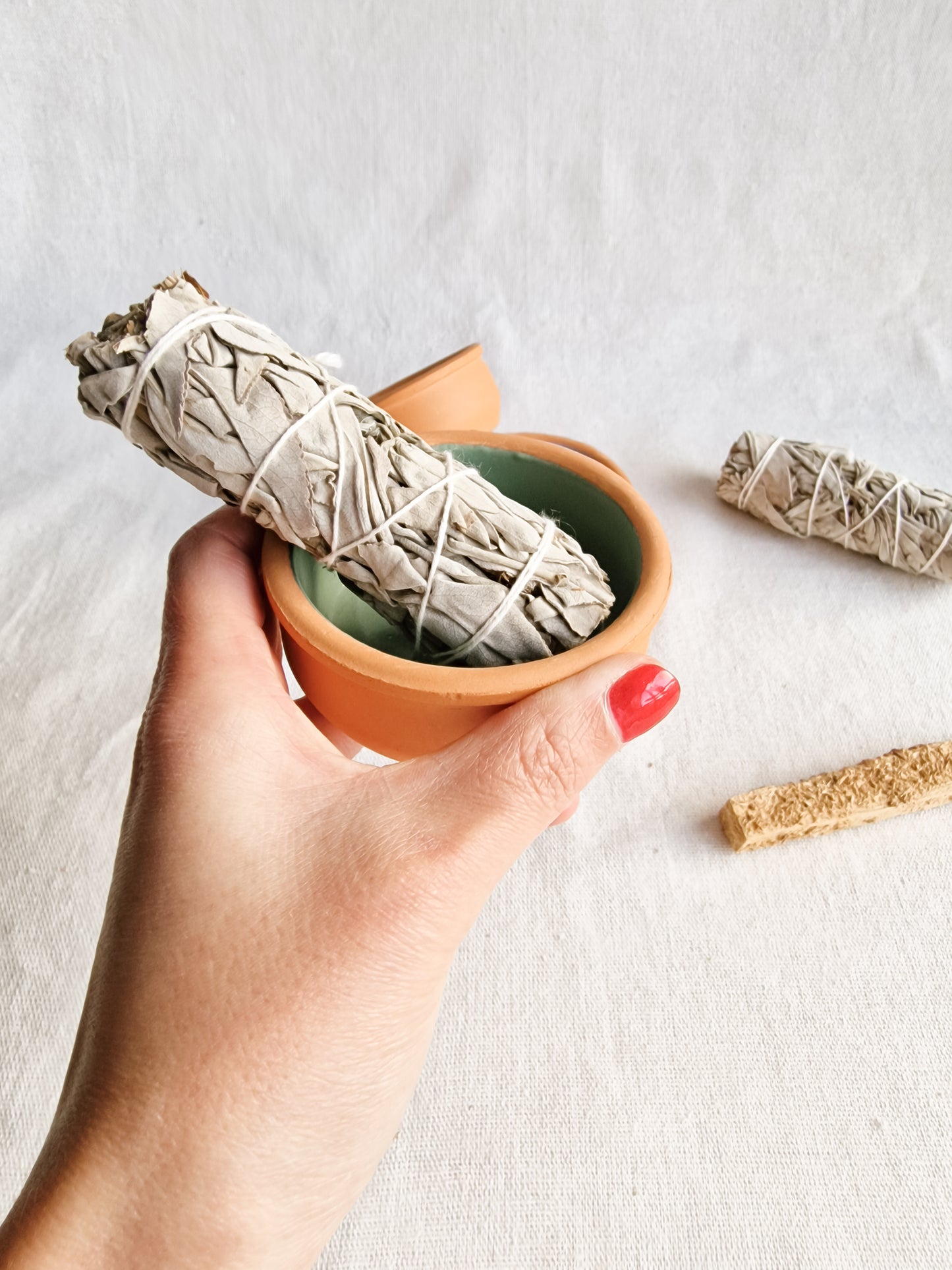 Quemador Sahumador Redondo de Cerámica Esmaltado Verde