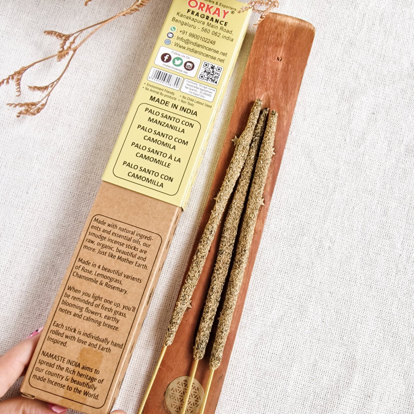 Incienso Artesanal Palo Santo con Manzanilla • Calma Profunda, Confort y Sanación