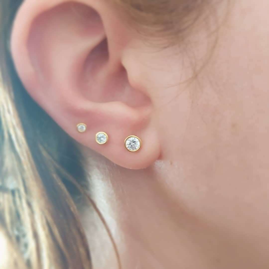 Mini Pendiente Plata Brillito Dorado