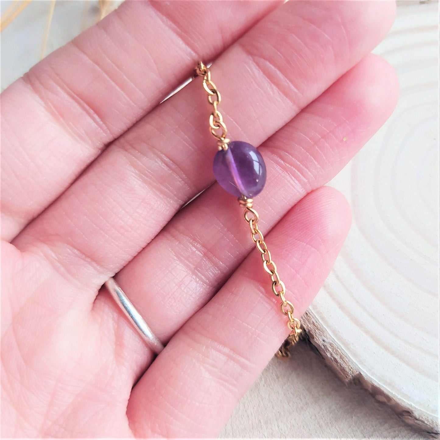 Pulsera Piedra Mes de Nacimiento Basic-Febrero