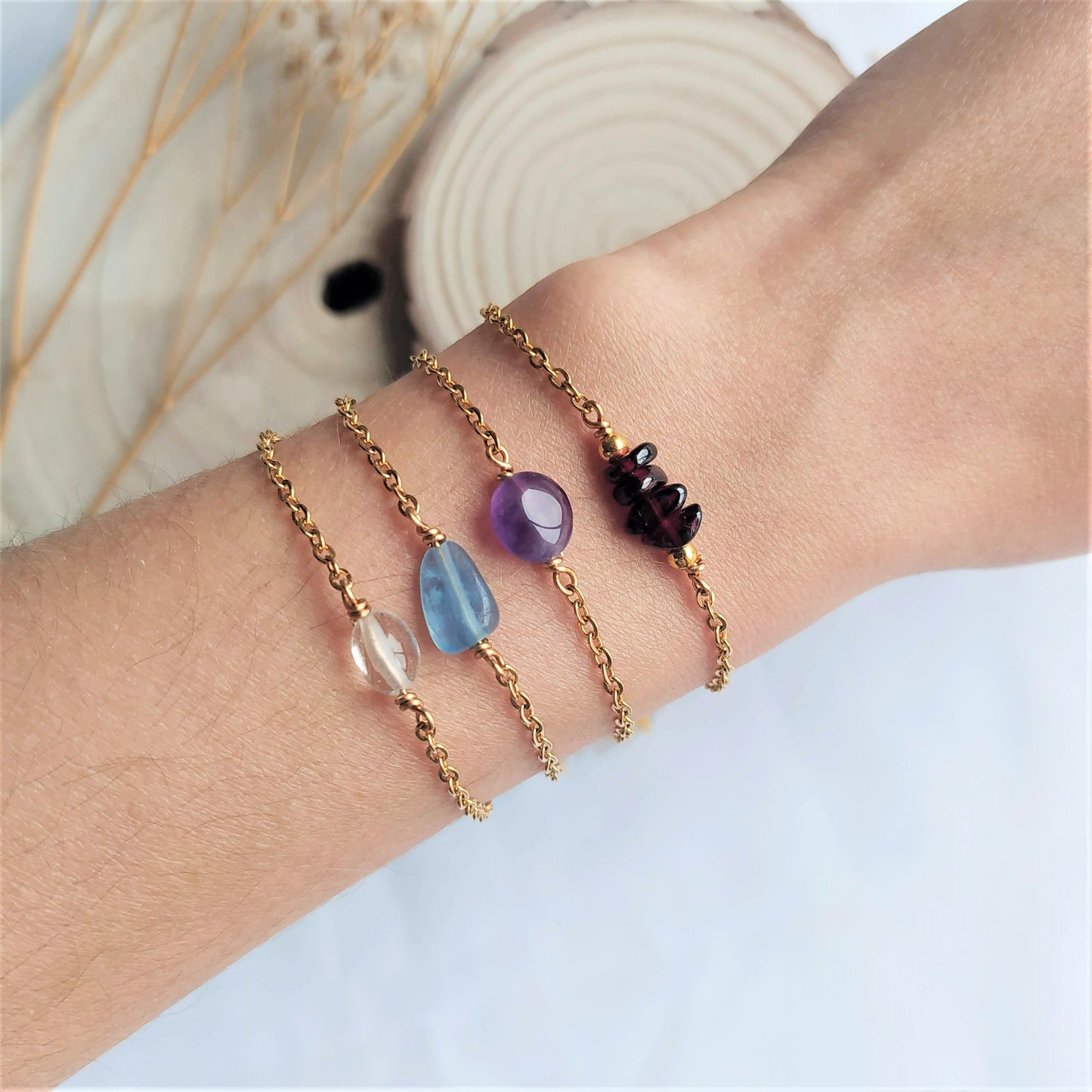 Pulsera Piedra Mes de Nacimiento Basic-Febrero