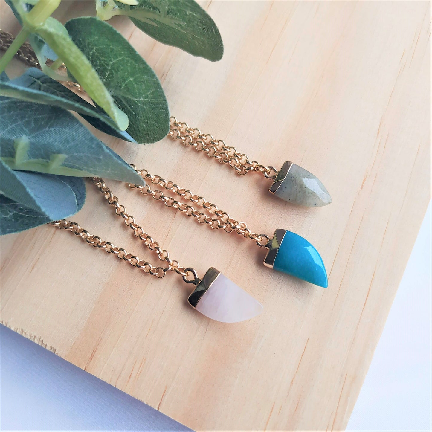 Collar Diente Cuarzo Rosa