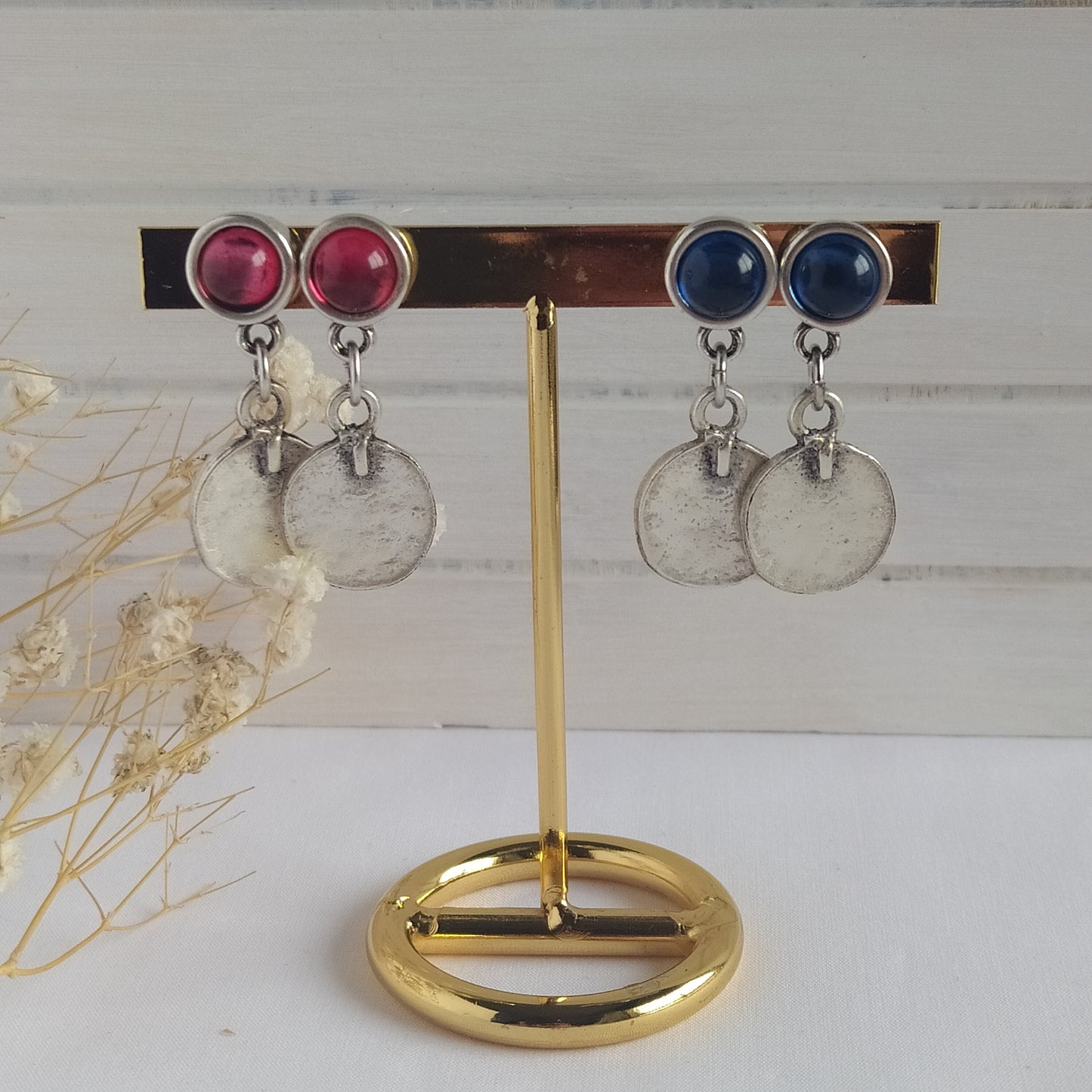 Pendientes Medal Baño Plata