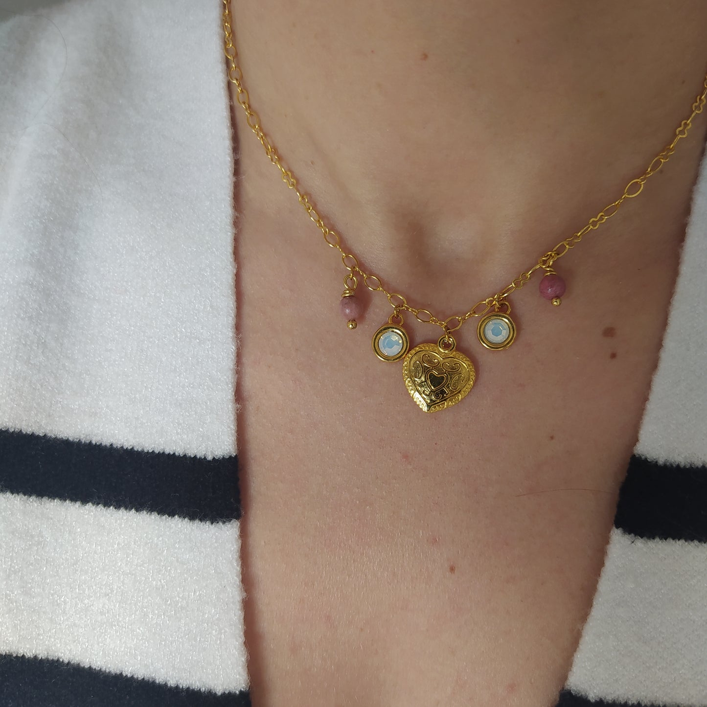 Collar Luana Rodocrosita y Cristal