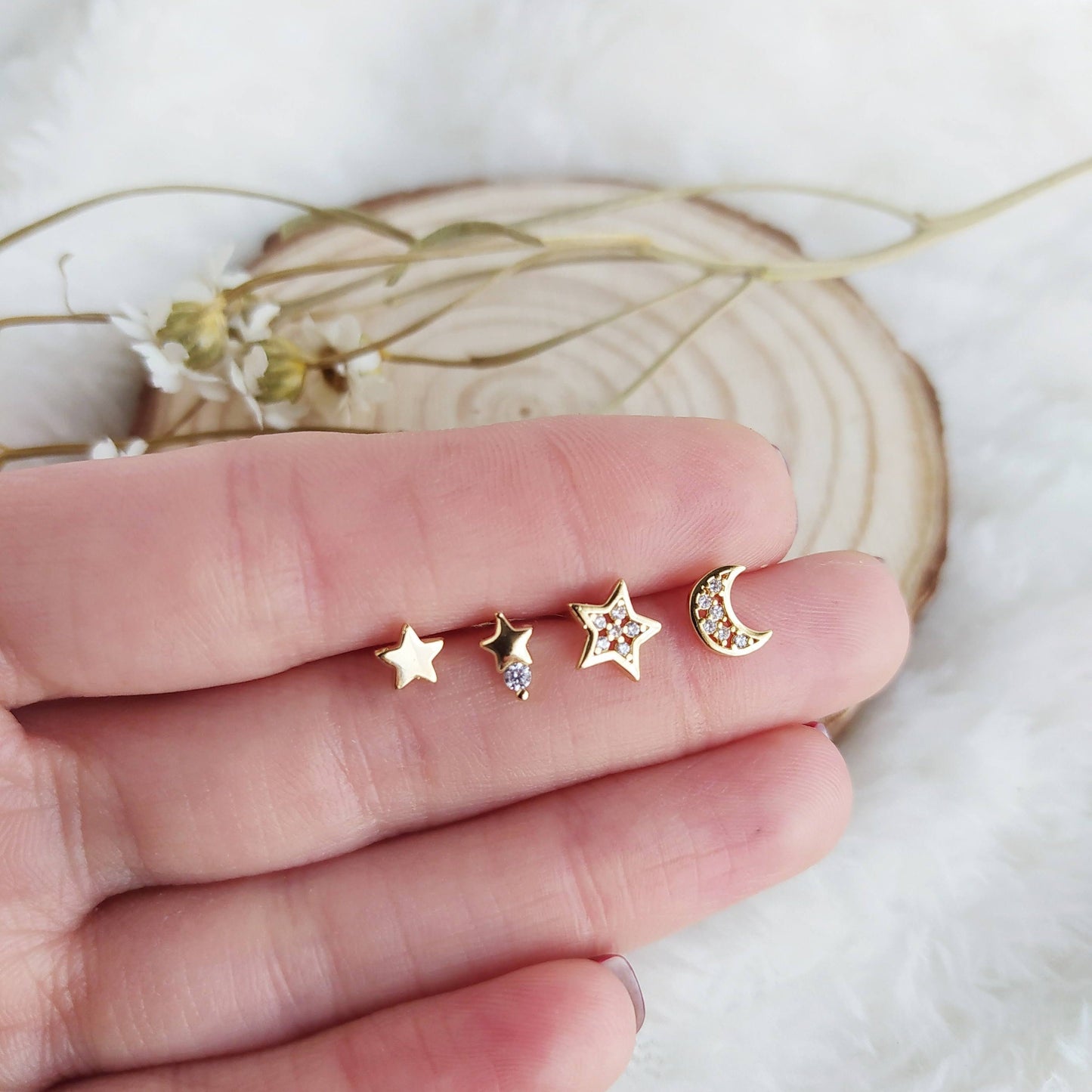 Mini Pendientes Plata Estrella Grande