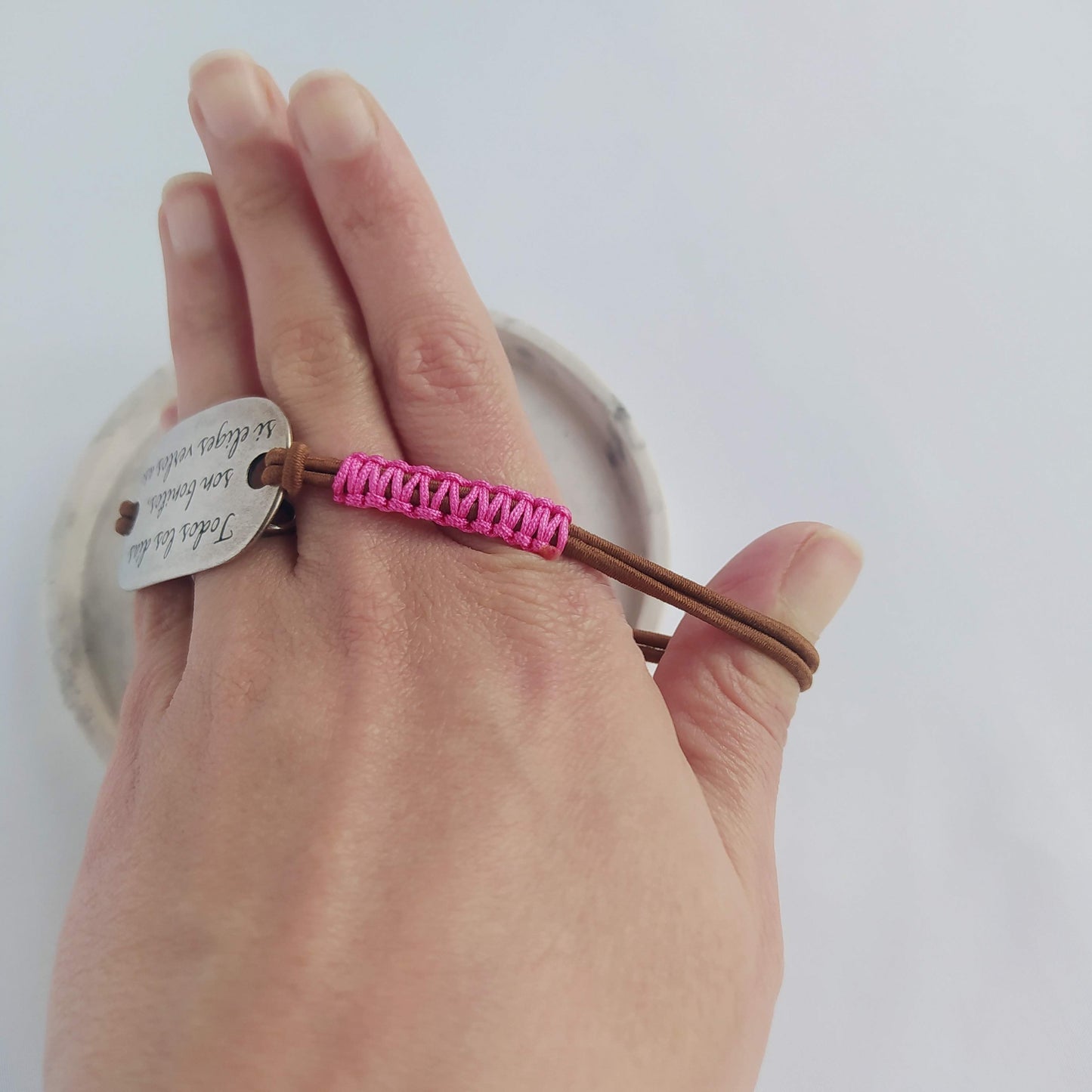 Pulsera Frases Todos Los Días Elástica Chapa Zamak baño de plata chapa frases Frases Positivas