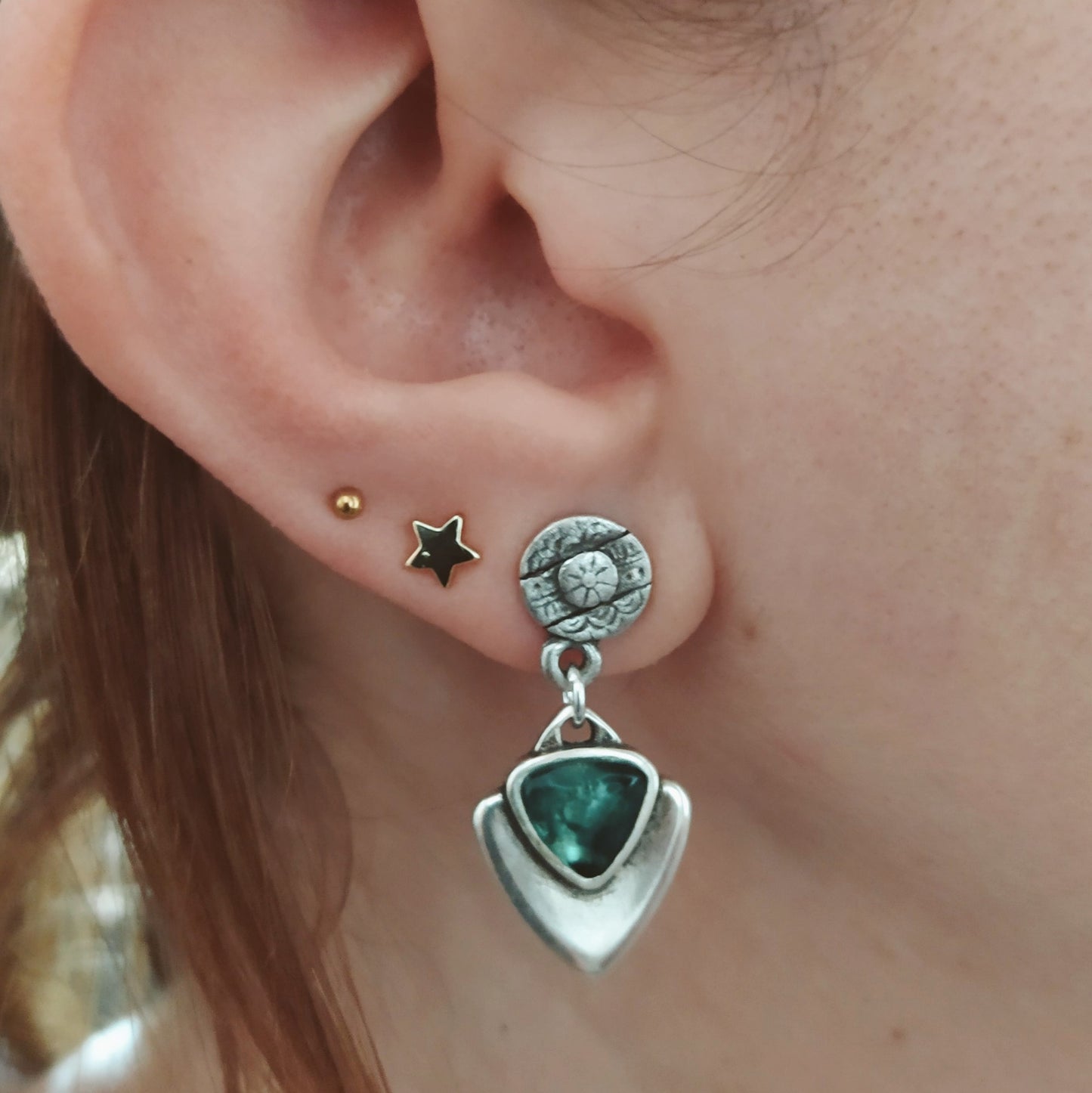 Pendientes Triangle Baño Plata