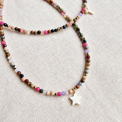 Collar Antillas Mix de Minerales y Colgante de Nácar