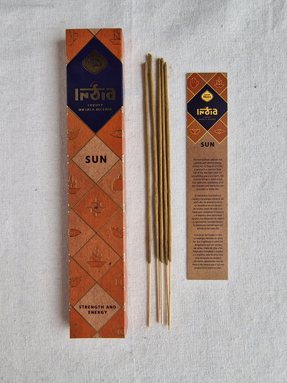 Incienso India Masala Sol - Vitalidad y Energía | Aroma Nag Champa Salvia Blanca