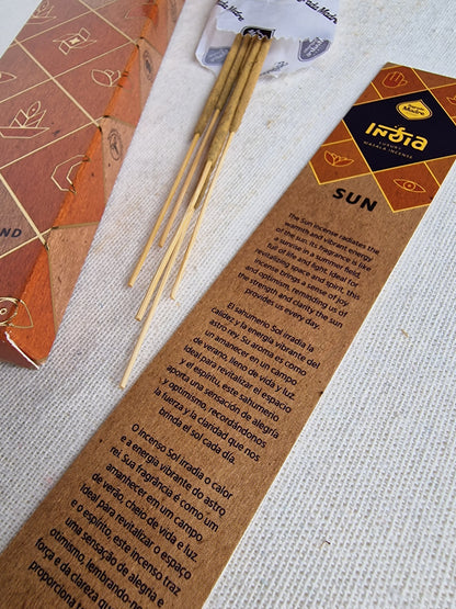 Incienso India Masala Sol - Vitalidad y Energía | Aroma Nag Champa Salvia Blanca