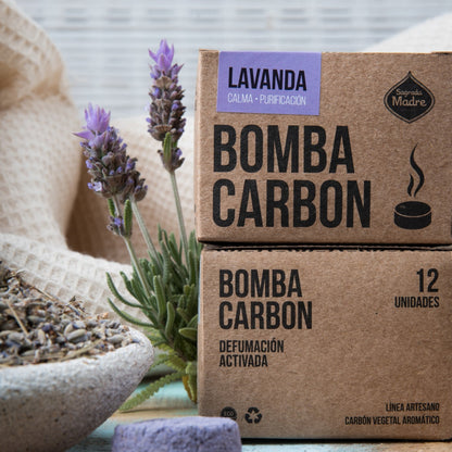 Bomba de Carbón de Defumación Activada Mini Sagrada Madre Lavanda - Calma y Purificación