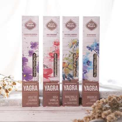 Con esta línea de Sahumerios Masala de Yagra surge la inspiración para crear las más maravillosas mezclas. Al encender un sahumerio de esta línea de Masalas, su humo envía vibraciones curativas que llegan a todos los rincones. Los aromas de esta línea nos ayudan a conseguir un destino próspero.