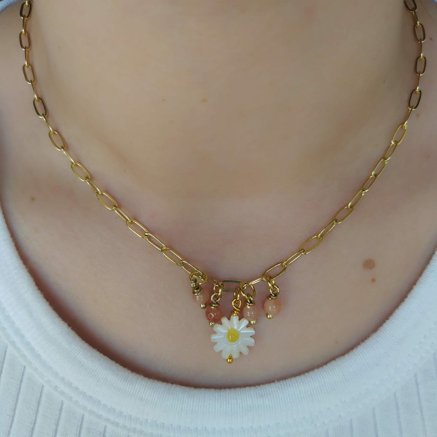 Collar Margarita y Piedra Luna