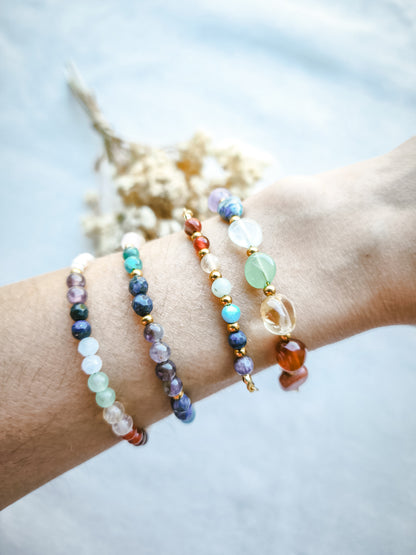 Pulsera 7 Chakras Cadena Piedras Grandes Dorado
