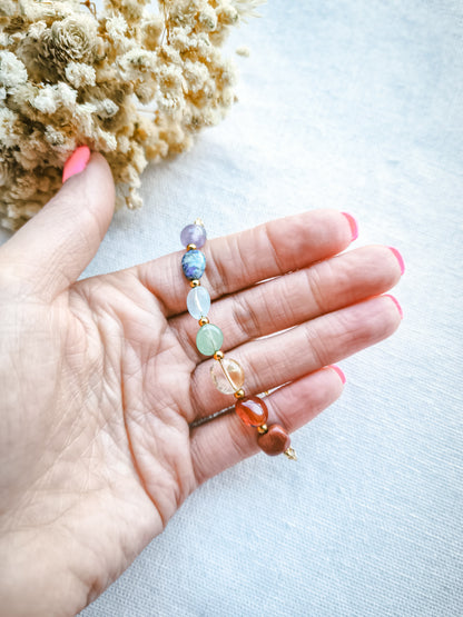 Pulsera 7 Chakras Cadena Piedras Grandes Dorado