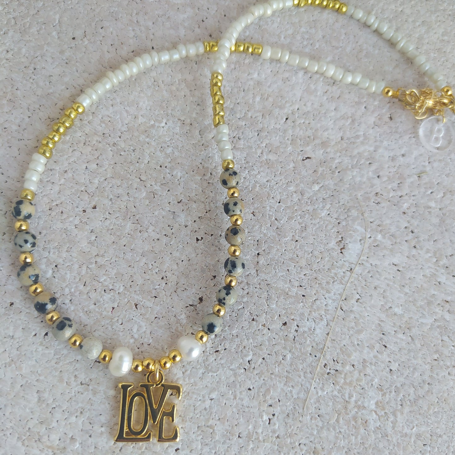 Collar Dalma con Jaspe Dálmata y Rocallas