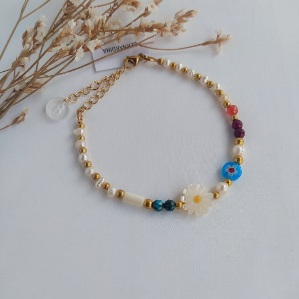 Pulsera Isla con Perlas de Agua Dulce y Piedras Semipreciosas