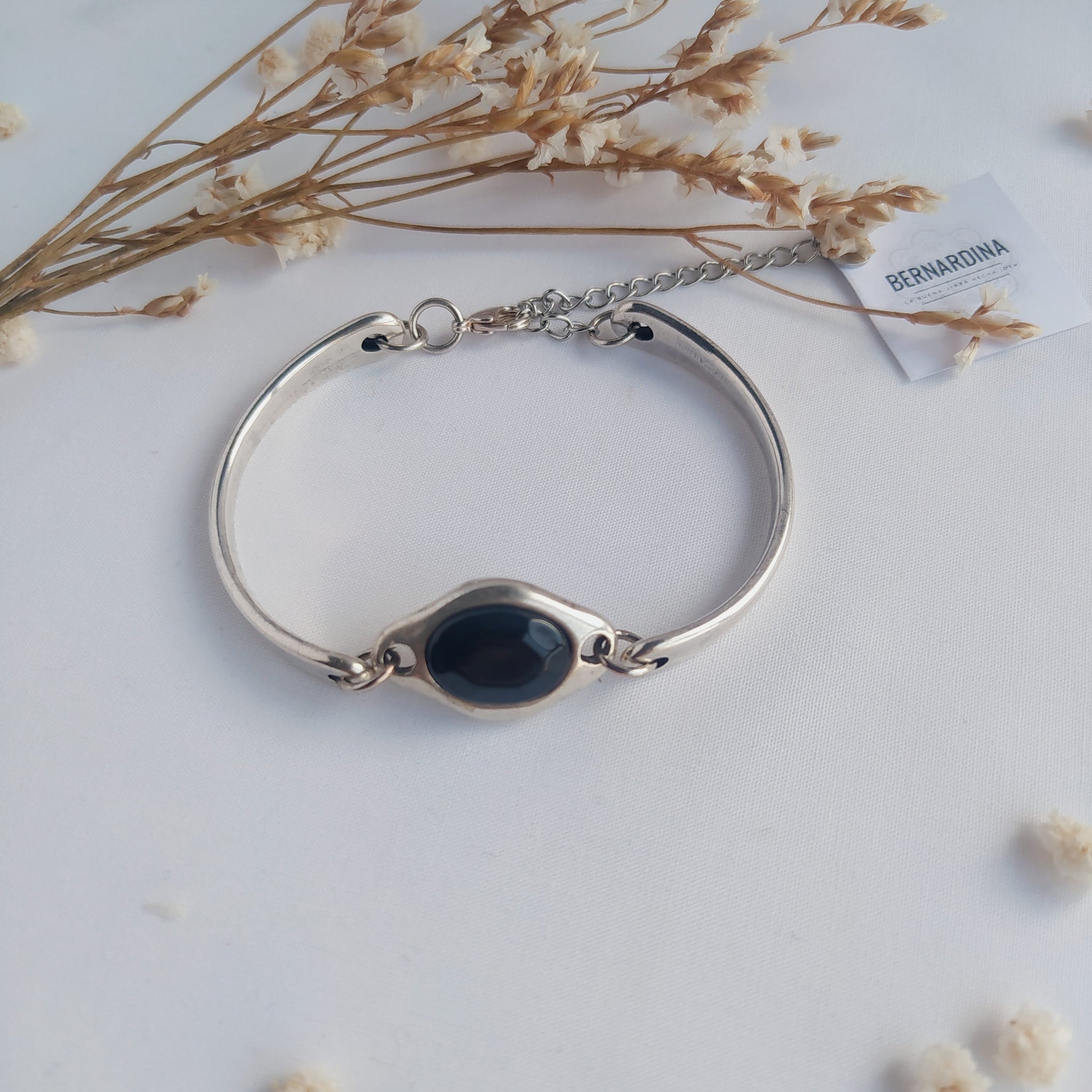 Pulsera Oriana Bañada en Plata Negro