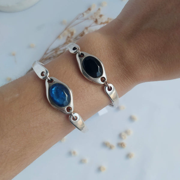 Pulsera Oriana Bañada en Plata Negro