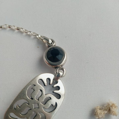 Pulsera Jardín Bañada en Plata Cristal Jet
