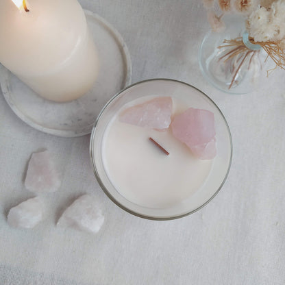 Vela Aromática con Cristales Love Frutos Rojos y Cuarzo Rosa 110ML
