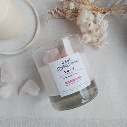 Vela Aromática con Cristales Love Frutos Rojos y Cuarzo Rosa 110ML